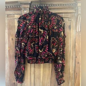 Farm Rio mock neck blouse